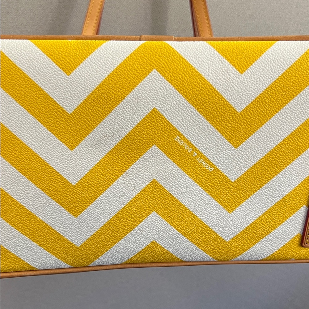 Dooney & Bourke Yellow and White Chevron Tote - Picture 9 of 16